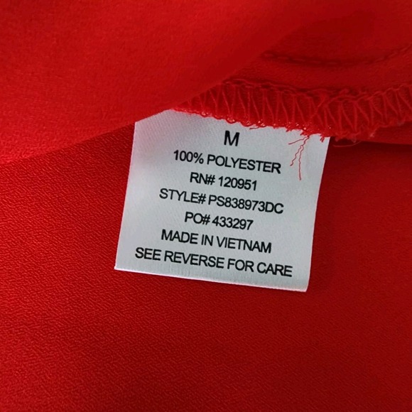 PINK ROSE‎ Red Blouse Womens Medium Short Sleeve Knot Front Chest Pocket Shirt - Picture 13 of 15